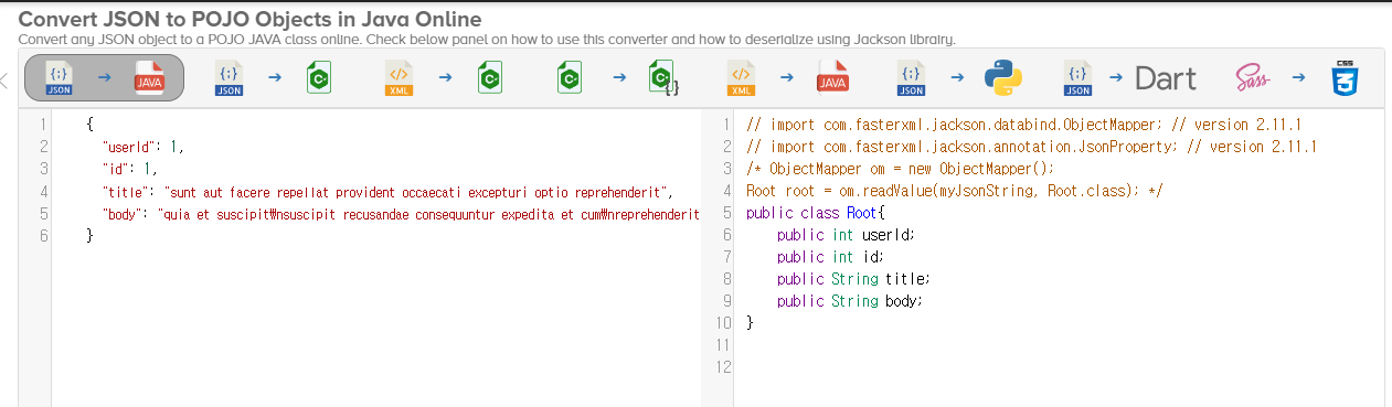 Json to Java